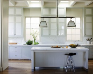 beautiful kitchen with architectural detail and skylights.