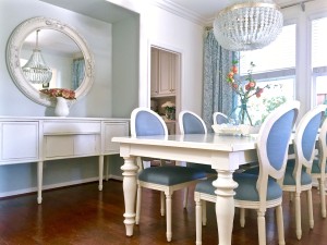 blue and white Dining Room. https://kristywicks.com