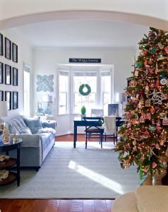 Classic Christmas tree full of glass ornaments. https://kristywicks.com