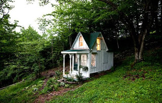 Tiny Christmas Cottage of My Shabby Streamside Studio. htpp://www.kristywicks.com