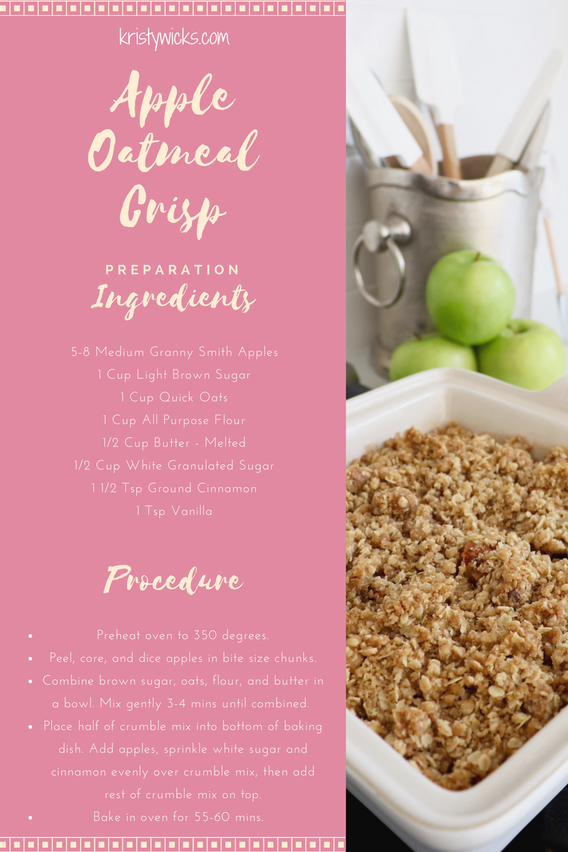 Apple Oatmeal Crisp Recipe Card Kristy Wicks