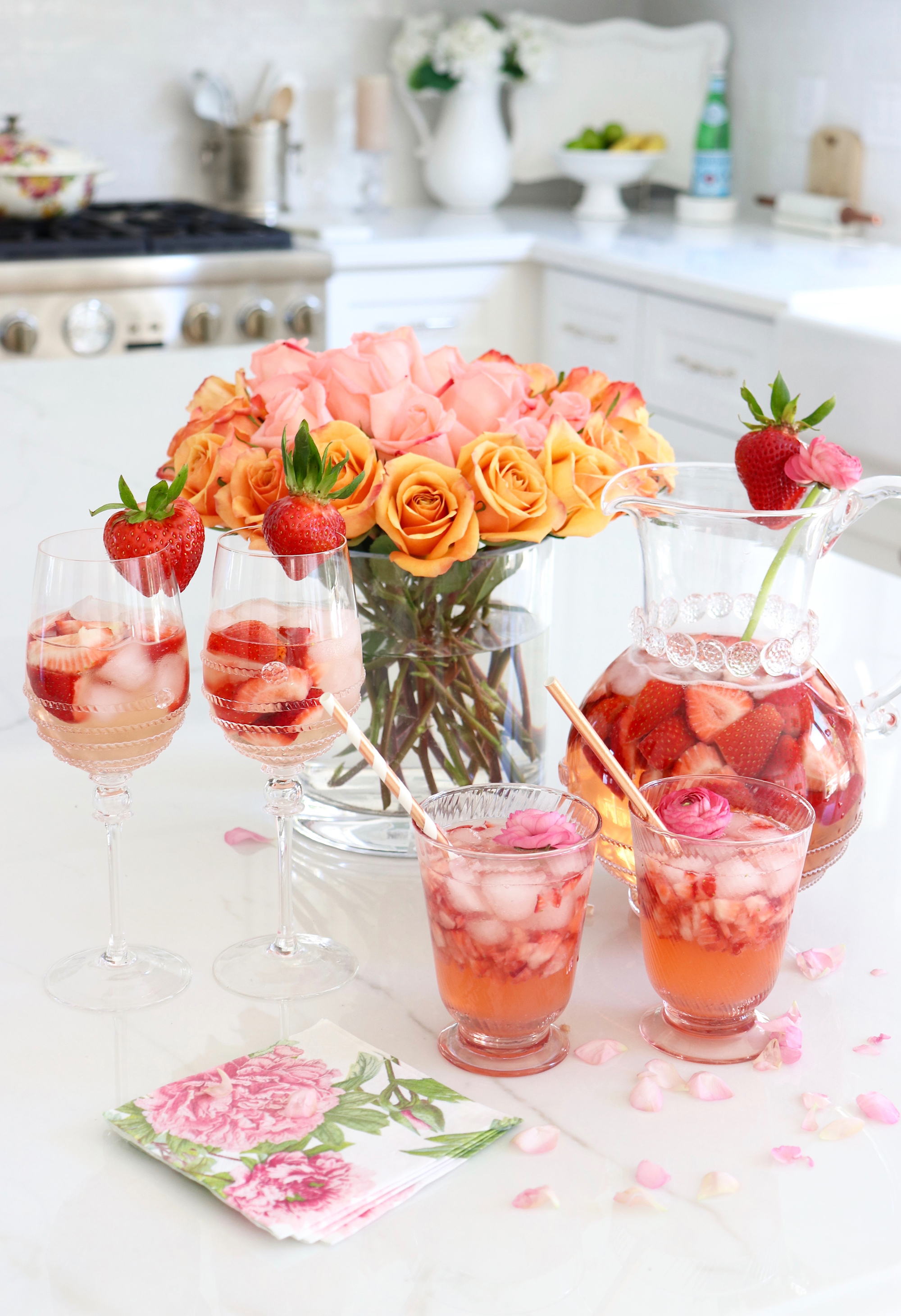Peach Strawberry Sangria Recipe (+ Non-Alcoholic Lemonade Version!) 