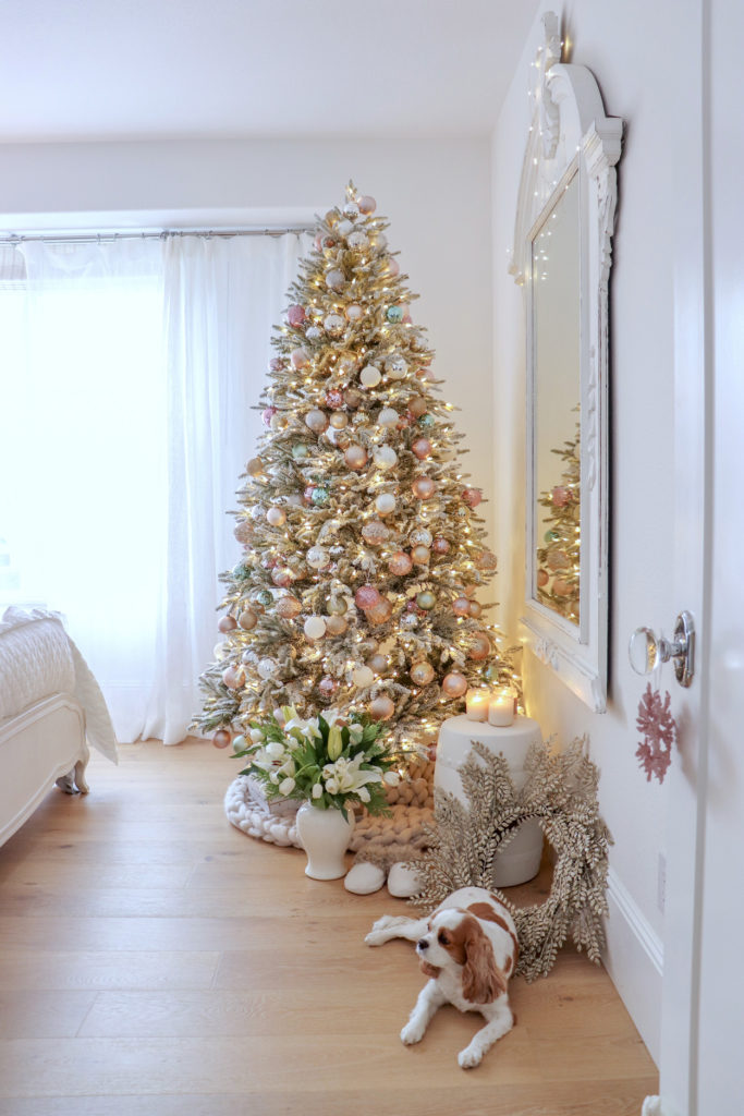 Pastel Christmas Tree and Holiday Bedroom Decor - KristyWicks.com