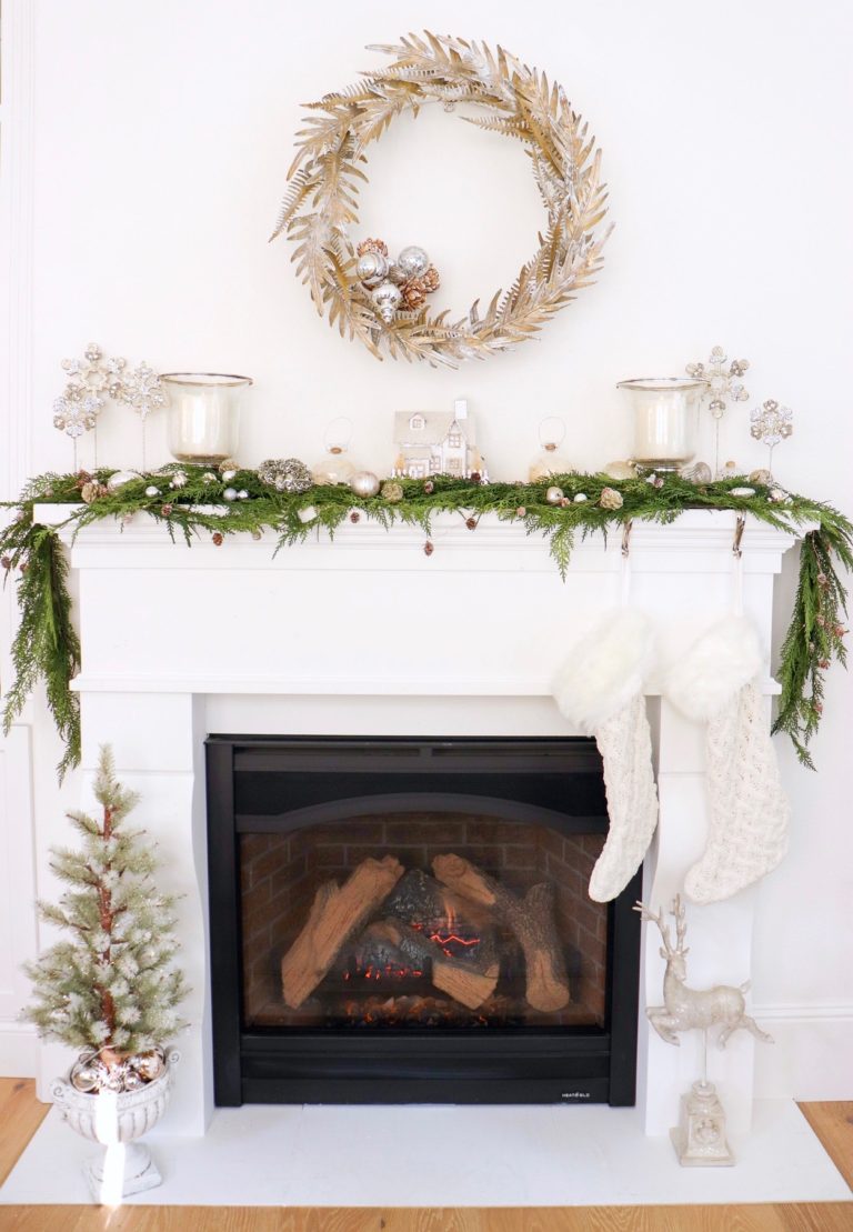 Simple and Neutral Christmas Mantel - KristyWicks.com