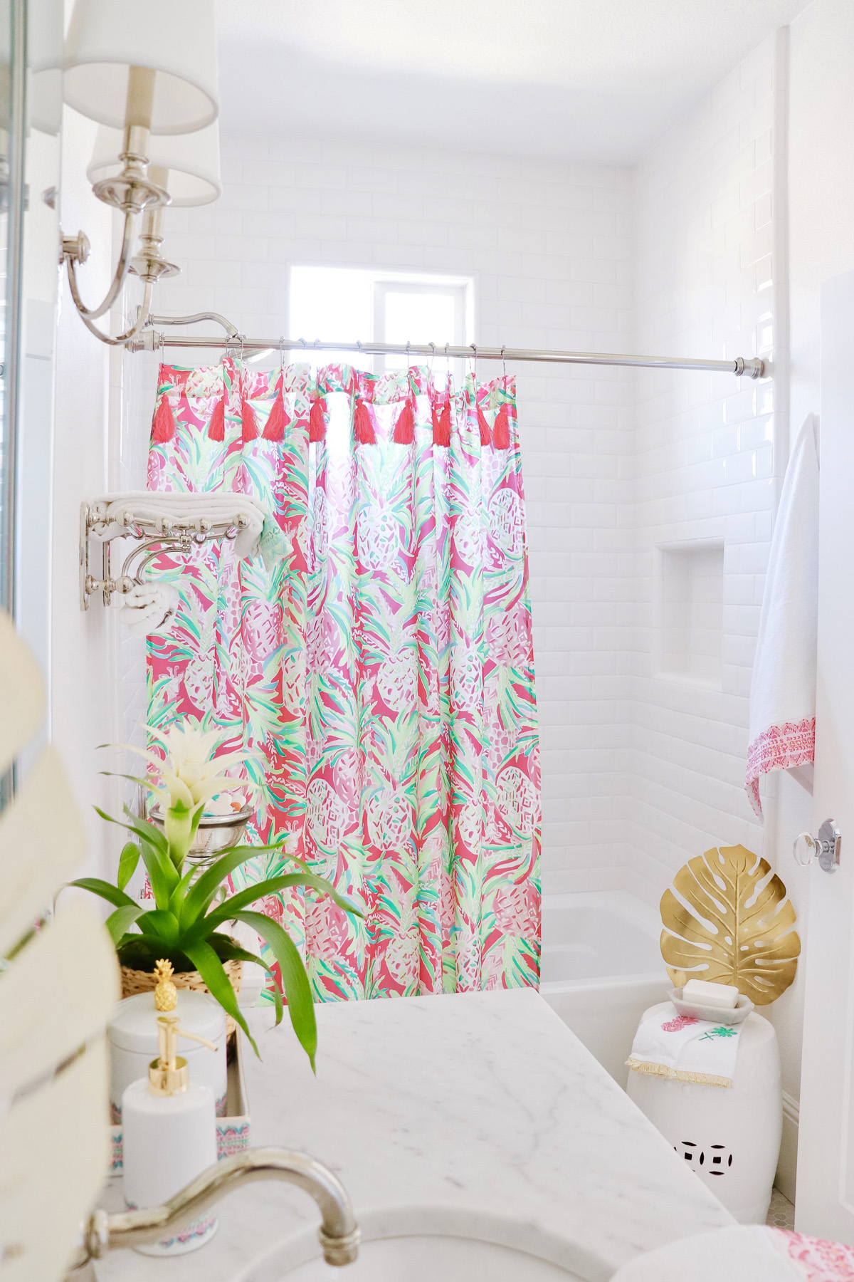 Palm Beach Inspired Guest Bathroom - Lilly Pulitzer for Pottery Barn Review.. How to decorate your powder room with color! | Kristy Wicks