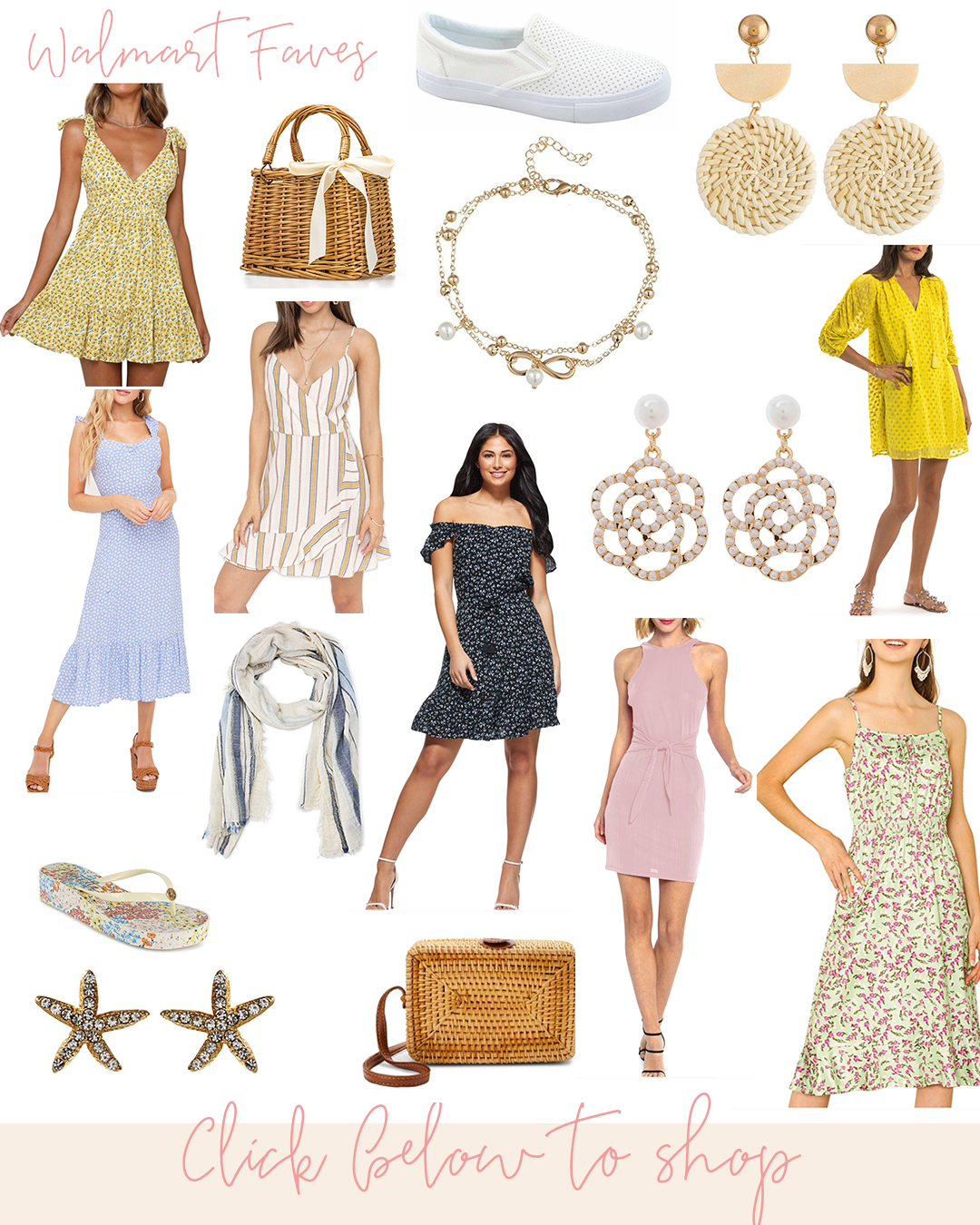 Affordable Walmart Favorites - July Edition // Cute and inexpensive summer dresses, straw bags, and resort accessories perfect for the season! 