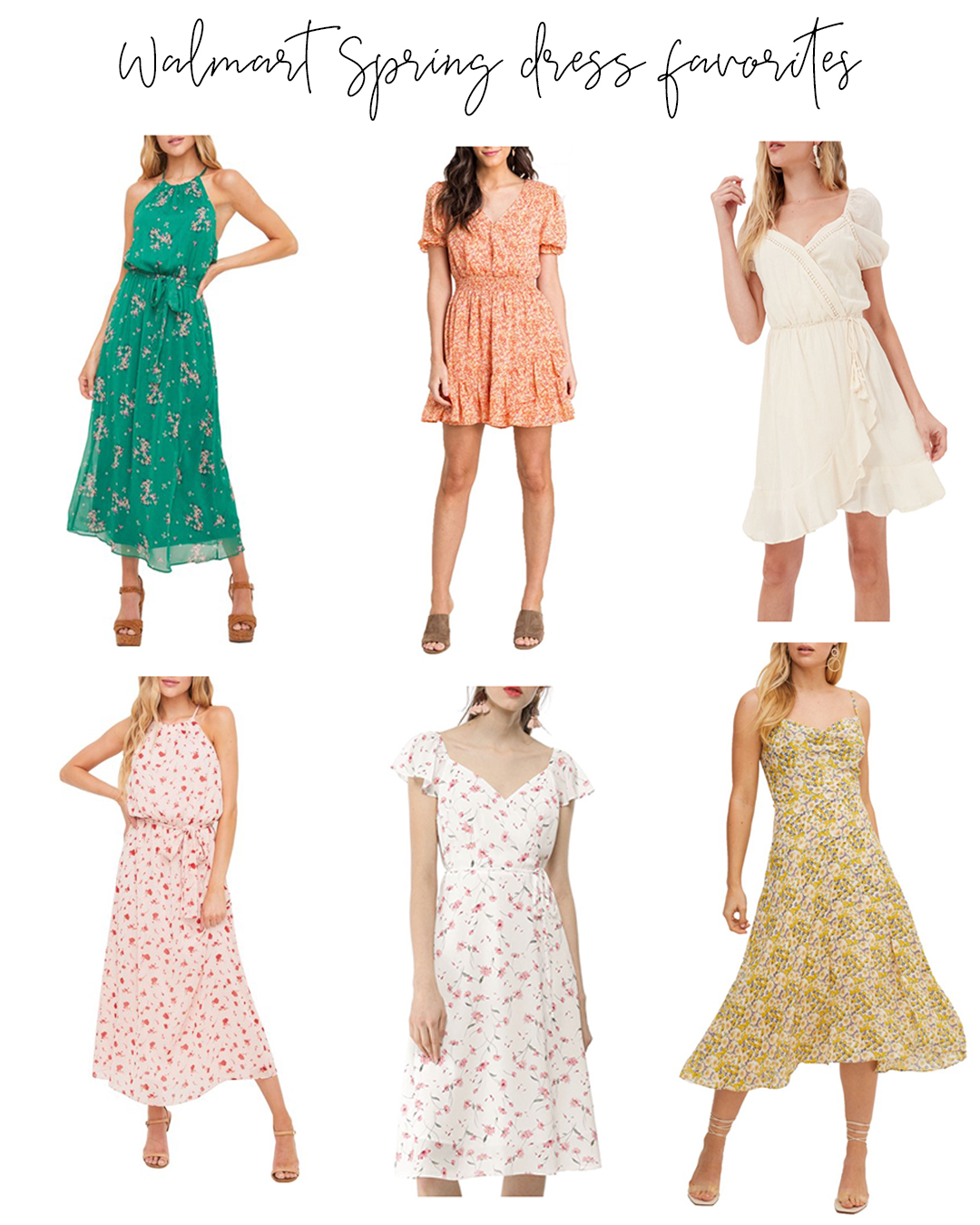 Affordable spring dresses under $50 - roundup of some of my favorite new styles for less. Spring and Summer dress looks + Walmart+ review.